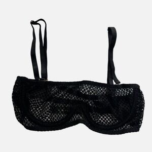 Gooseberry Intimates Sweet Nothing Bra in Black Balcony Sexy Black Mesh PolkaDot